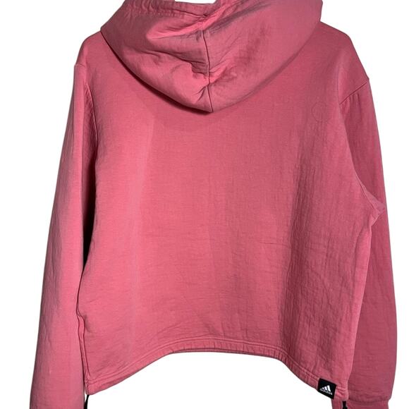 Adidas Women Hoodie with Front Pocket and cinch waist Coral/Pink color. Size L - Picture 5 of 7